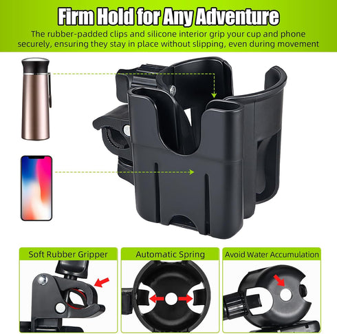 Generic Holder,2-in-1 Walker,Bike,Stroller,Wheelchair,Scooter(2 Stroller Cup Holder with Phone Cup Phone Holder