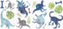 RoomMates RMK4101SCS Watercolor Dinosaur Peel and Stick Wall Decals, Blue, Green, Gray