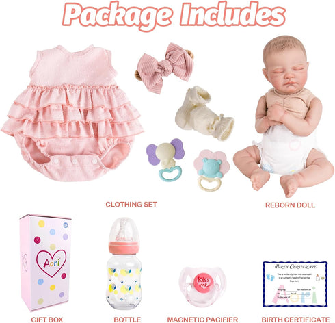 Aori Lifelike Reborn Doll, Realistic 20 Inch Sleeping Newborn Baby Girl, Poseable Limbs with Feeding Kit