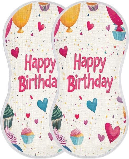 YETTASBIN Happy Birthday Muslin Baby Burp Cloth, Super Soft Absorbent Cotton Burp Rag Baby Bibs Feeding Cloth