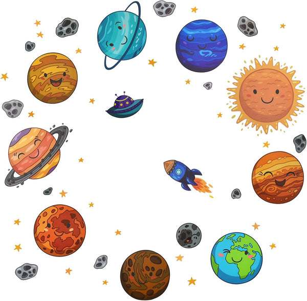 Maydahui Universe Space Planets Wall Decal Solar System Wall Stickers (35 x