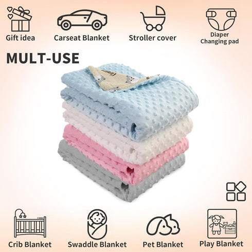 Dog(47"x60") Personalized Baby Blanket with Name, Custom Toddler Blanket for Girls Boys, Double Layer Flannel Receiving