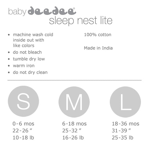 100% (18-36 427 Baby Deedee Cotton Sleeping Sack, Baby Sleeping Bag Wearable Blanket, Sleep Nest Lite, Infant