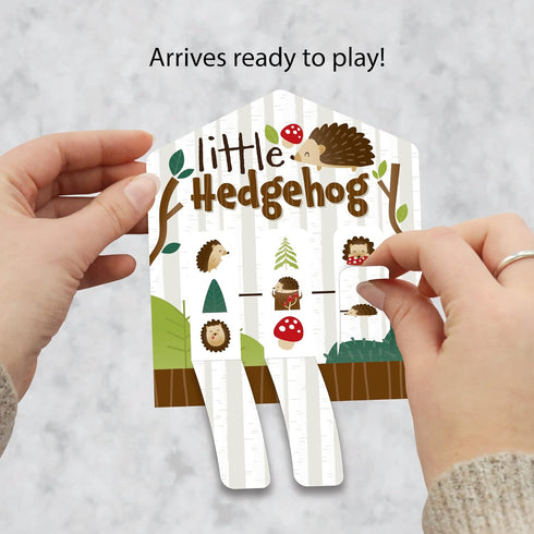 Big Dot of Happiness Forest Hedgehogs - Woodland Birthday Party or Baby Shower Game Pickle Cards - Pull Tabs 3-in-a-Row - Set of 12