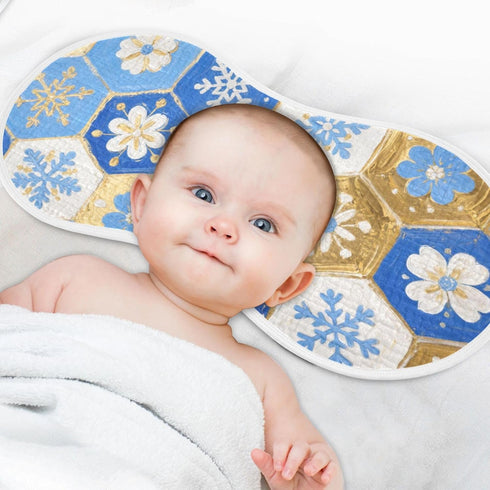 tplaotee 22x11in Merry Christmas with Blue and Gold Snowflakes Cotton Neutral Burp Cloths Good Absorbent? Baby wash