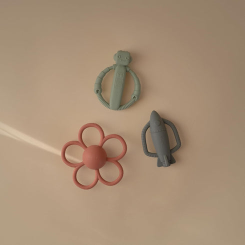 Mushie Silicone Robot Rattle & Teether Toy for Babies