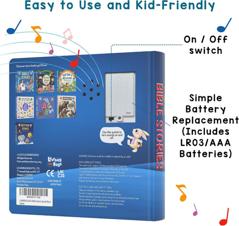 13 28-Button 1-3 LEARNING BUGS Christian Bible Stories Stories and Prayers for Little Ones, Musical Books for Toddlers