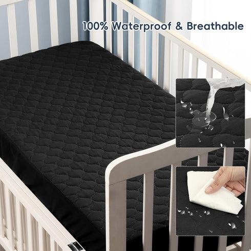 2 Pack 52''x28'' 8", david's kids Waterproof Crib Mattress Protector Pad Cover Stretch up to Fitted Standard Crib