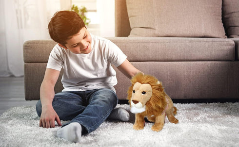 Ice King Bear Lion Stuffed Animal, Lifelike Plush Toy, 12 Inches Length