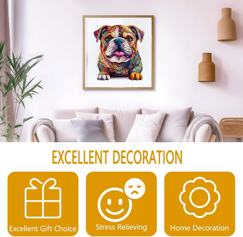 300 13.6 12.5in Wooden Puzzles for Adults - Advanced Bulldog Wood Puzzle, Unique Shape Wooden Jigsaw Puzzles