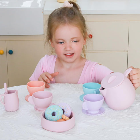 20 Set Set 2 3 4 5 6 Lorfancy Pcs Silicone Tea Party for Little Girls Kids Toddlers Tea with Tea Pot Cups Food Pretend