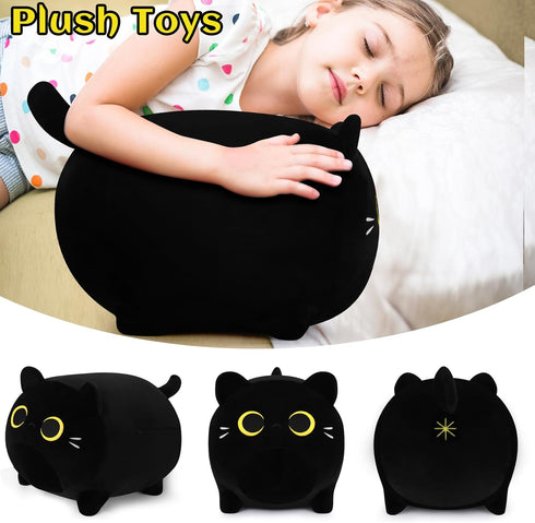 16'' Black Cat Plush Pillows, Cute Plush Cat Stuffed Animals, Birthday Gift for Kids Girls