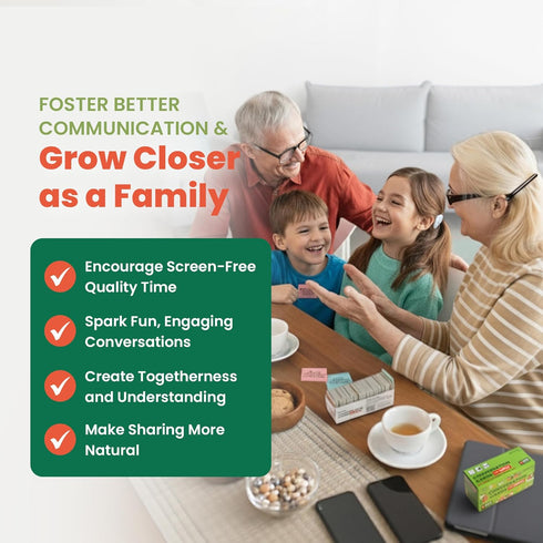 600 2.5" 1.75" Prompta Conversation Cards for Families Fun Family Game for Kids and Adults During Game Night, Family