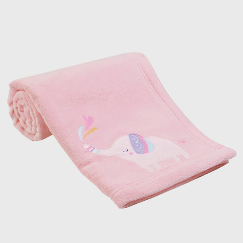 Bedtime Originals Elephant Dreams Appliqued Soft Fleece Baby Blanket - Pink