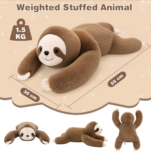 11 21 inches Joyreal Sloth Sensory Weighted Vibrating Pillow, Pressure Activated for Kids Adults, Plush Minky Soft