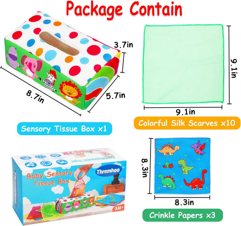 Baby Toys Montessori Tissue Box Toys for Babies Infants 0-6 6-12 Months, Educational Crinkle Toy for 1 2 Year Old Boys