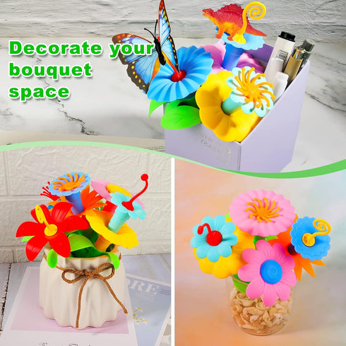 Toys Gifts for Toddlers Boys Girls Age 2-6, 167 PCS Dinosaur Flower Garden Building Blocks, STEM Stacking Games