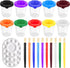 Paint Cups with Lids for Kids, No Spill Paint Containers with Toddler Brushes & Palette Tray (Pack of 23)