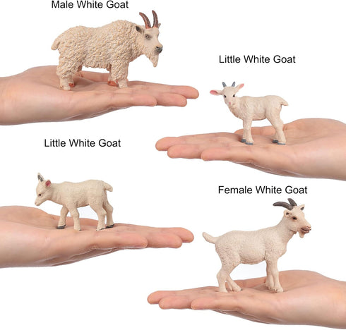 Animal Figures 4pcs Plastic White Goat Action Model, Educational Toys for Science Projects, Birthday Gift, Cake Topper