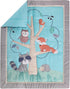 CribMATE Set 3 28'' 52'' Blue Forest Animal Nursery Crib Beddding Pieces - Quilt/Fitted Sheet/Skirt x