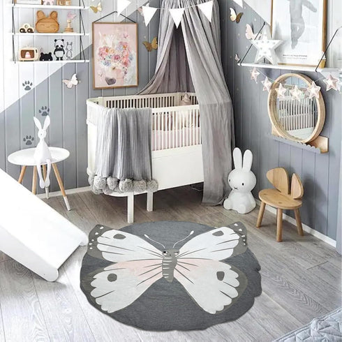 Tummy ABREEZE Butterfly Baby Round Play Pad Crawling Mat Blanket Time Mat Rug for Kids Children Toddlers Bedroom