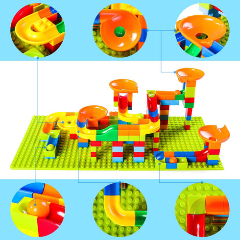 FANELEQU 168 Set 3+ Pcs Mini Marble Run Building Blocks Classic Blocks STEM Toy Bricks Kids, Assemble Different