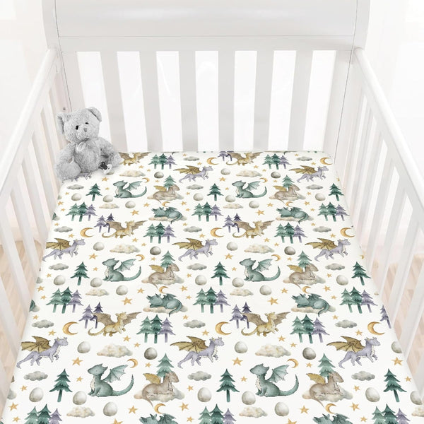 HawSkgFub Watercolor Cute Dragon Fairy Tale Fitted Standard Crib Sheet Baby Boy,
