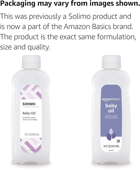 14 1-Pack Amazon Basics Baby Oil, Soothing Lavender Scented, Prevents Moisture Loss, Fluid Ounce, (Previously Solimo)