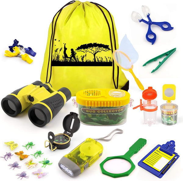 kaqinu Kids Explorer Kit - 24 PCS Outdoor Adventure Camping Kit with Bug Catcher, Educational Nature Exploration Toys