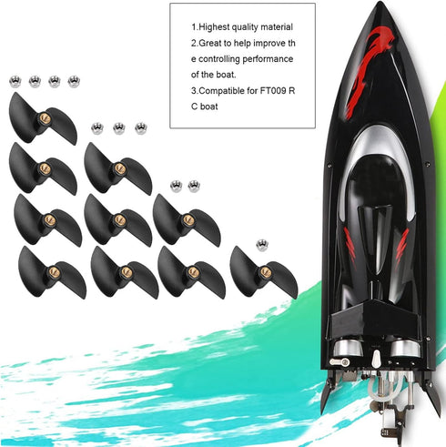 10PCS FT009 Set FT009 RC Boat Propellers High Speed Brushless Replacement Propeller for Remote Control Racing Boat