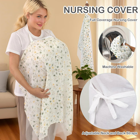 Muslin Nursing Cover for Breastfeeding,Breathable Breastfeeding Cover, Privacy Breastfeeding Cover Nursing Apron