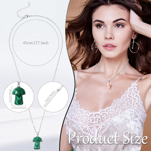15 Pcs Heart Pendant Mushroom Crystal Necklace, Star Stone Necklaces for Valentine's Day Gifts