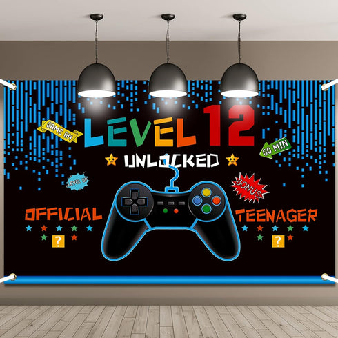Video Game Birthday Decorations for Boys, 8-14th Birthday Theme Photo Props Backdrop Banner