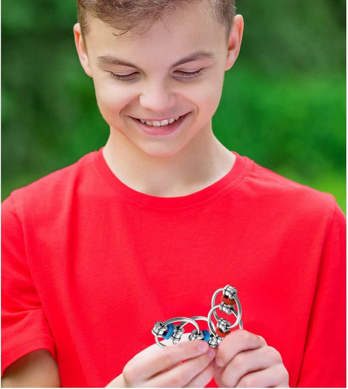 Gejoy 12 Set Autism(6 Pcs Bike Chain Fidget Toys Flippy Roller Chain Sensory Rings Bulk Handheld Toy Key Anxiety Relief