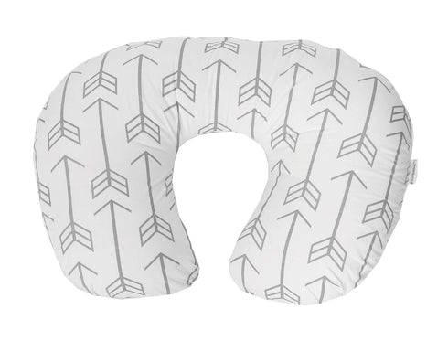 Bold Bedding Arrows Print Nursing Pillow Cover (White with Gray Arrows)