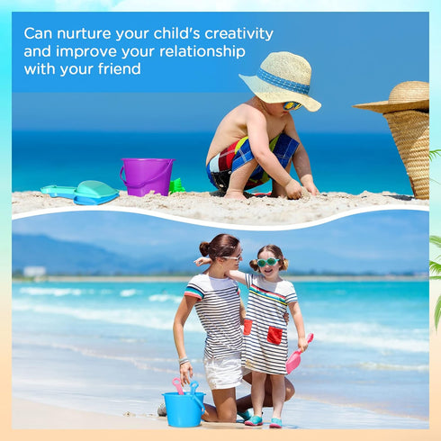 Junkin 24 Sets Beach Sand Buckets and Shovels for Kids, Bulk 6.3" Small Beach Pails and Sand Toys for Summer