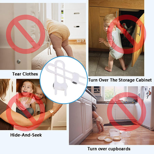 Sliding Cabinet Locks, U-Shaped Adjustable Child Safety Locks for Drawers, Closets, Refrigerators, 4PCS