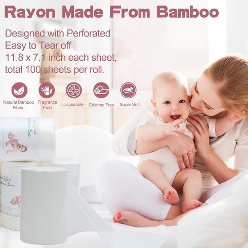 2 Pack, (200 babygoal Baby Cloth Diaper Liners Rayon from Bamboo Liners for Cloth Diaper Nappy Sheets)