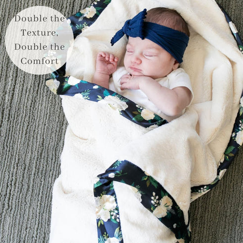40"x30" SARANONI Receiving Blankets for Babies | Ultra-Soft Lush and Boutique Quality Baby Blanket | Satin Border Rose