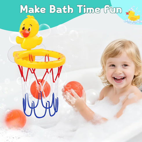 Babelshar 3 Set Bath Toys, Bathtub Basketball Hoop for Toddler Kids, Soft No Hole Balls & Bath Basketball Hoop