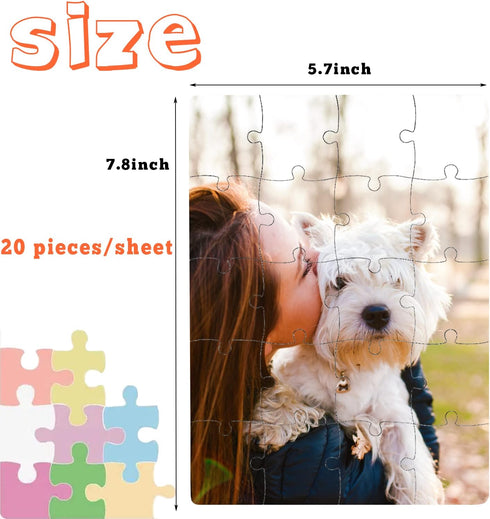 12 Sets Blank White Jigsaw Puzzles,Sublimation Puzzle Craft,White DIY Custom Puzzle for Heat Press Thermal Transfer Puzzle Craft(A5-20 Style)