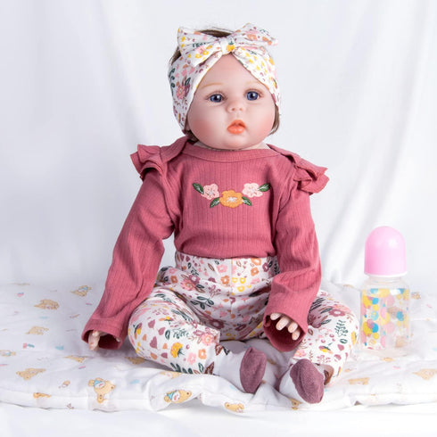 Reborn Baby Dolls Clothes 4pcs Set for 22 Inch Outfit Accessories for 17-22 Inch Newborn Girl Doll