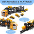 Set Pack 7 OTONOPI Car Transport Truck Toy Construction Diecast Cars Play Vehicle Carrier Trailer Truck with Mini Crane