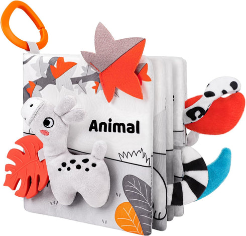 Odeepstar Baby Book 0-12 Months, Crinkle Cloth Book with Rattle & Touch and