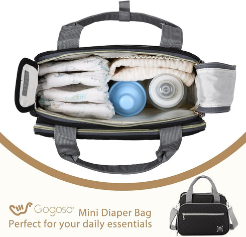 GOGOSO Crossbody Small Diaper Bag, Cute Mini Baby Diaper Tote Bags with Insulated Pockets for Traveling Outdoor Parent