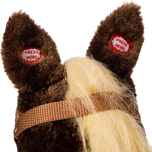 HollyHOME Stick Horse Plush Handcrafted Hobby Horse on a Stick, Real Pony Neighing and Galloping Sounds for Kids