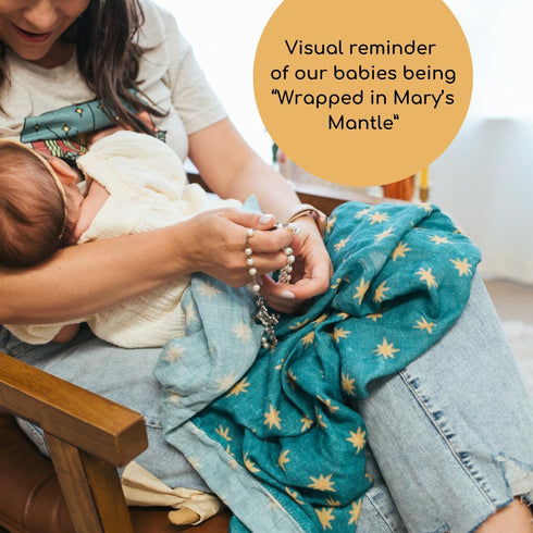 47" 47" Our Lady of Guadalupe Catholic Baby Swaddle | Mary's Mantle Soft & Luxury Baby Muslin Cotton Swaddle Blanket |