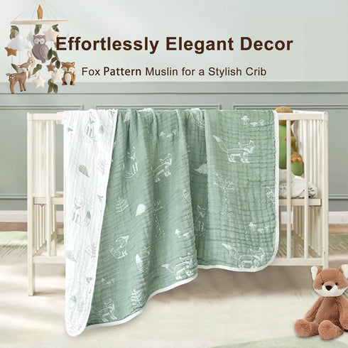 70% 30% 43 43 Inch BOPRIO Muslin Baby Blankets for Baby Infant Toddler, Cotton and Rayon with Animal Design Super Soft