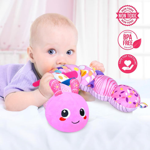 KMUYSL Baby Toys 0 to 12 Months, Musical Stuffed Animal Toys with Crinkle and Rattles for Newborns