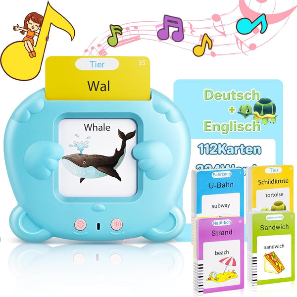 German & English Talking Flash Cards for Toddler 2-6 Years, Learning Montessori Toys with 224 Sight Words